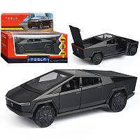 Машина металл Tesla Cybertruck 13,7см, ( откр. дв, глянцевый черн,) инерц., в коробке