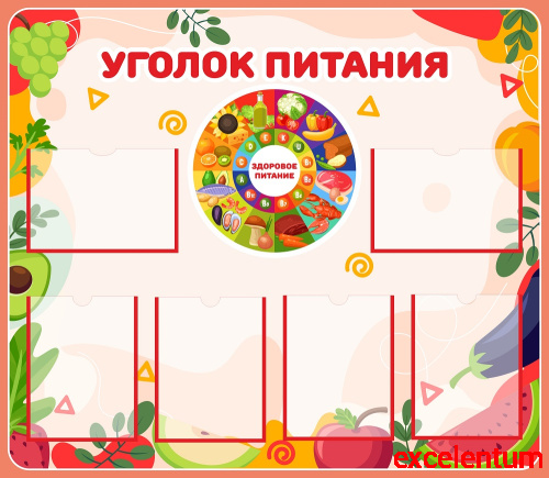 Стенд для школы УГОЛОК ПИТАНИЯ (Фрукты), 1,15*1м