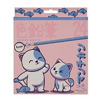 Карандаши цветные пластиковые 4,0 Мм  "Kawaii Animals", 24 цвета, 4 вида