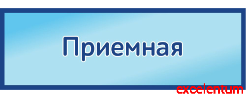 Табличка на дверь в голубом цвете ПРИЕМНАЯ, 0,3*0,1м
