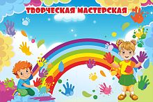 Магнитный стенд для детских рисунков ТВОРЧЕСКАЯ МАСТЕРСКАЯ для группы ЛАДУШКИ, 1,5*1м