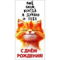 Конверт для денег "С днём рождения!" (рыжий кот)