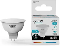 Лампа светодиодная Gauss Elementary 7Вт цок.:GU5.3 софит 12B св.свеч.бел.нейт. (упак.:10шт) (11527)