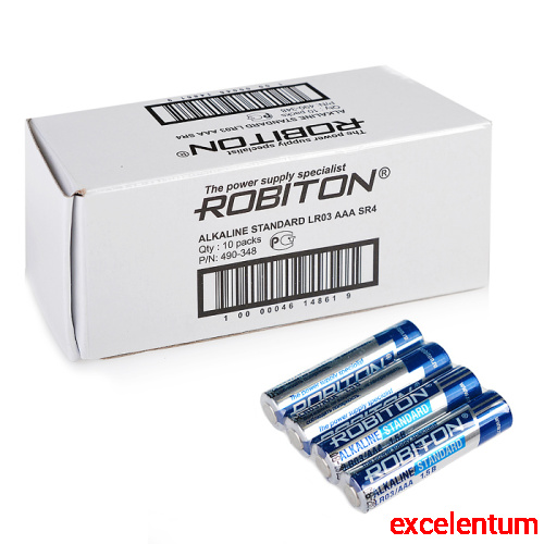 Батарейки алкалиновые ROBITON STANDARD LR03 SR4, в упак 40 шт