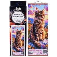 Картина по номерам 35х88 "Панно. Кошка в цветочном поле" (30 цветов) 1/24