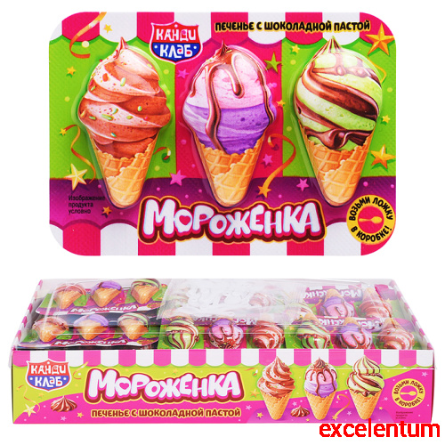 Печенье с шоколадной пастой "Мороженка" 9г 30шт Печенье с шоколадной пастой "Мороженка" 9г 30шт