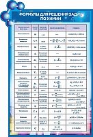 Стенд для школы ФОРМУЛЫ ДЛЯ РЕШЕНИЯ ЗАДАЧ ПО ХИМИИ, 0,75*1,1м