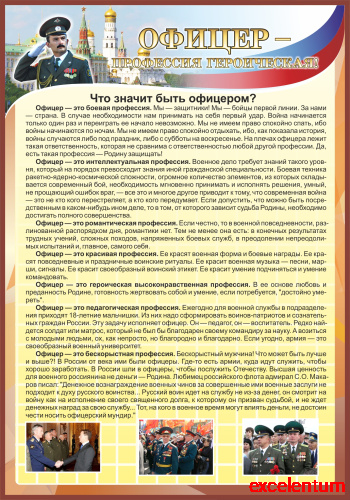 Стенд для школы ОФИЦЕР - ПРОФЕССИЯ ГЕРОИЧЕСКАЯ, 0,7*1м Стенд для школы ОФИЦЕР - ПРОФЕССИЯ ГЕРОИЧЕСКАЯ, 0,7*1м