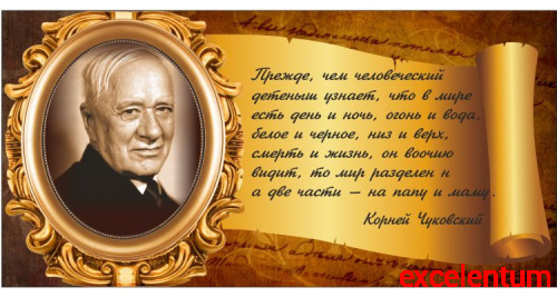 Стенд-цитата для школы со свитком ЧУКОВСКИЙ, 0,8*0,4м