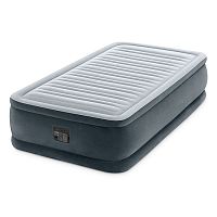 Односпальная надувная кровать 99х191х46см "Comfort-Plush" встр.нас. 220В, до 136кг, 64412 INTEX