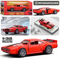 Красная с чёрной полосой инерционная машинка die-cast , 1:32