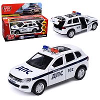 Машина металл Volkswagen Touareg "Полиция 12 см, (откр., двер, баг, белый) инерц., в коробке