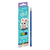Карандаши цветные "Little Rabbit" 06 цветов, 2М, диаметр грифеля 2,8 мм, шестигранные, в картонной коробке