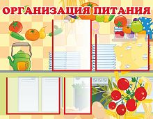 Стенд для школы ОРГАНИЗАЦИЯ ПИТАНИЯ (Фрукты и овощи), 0,9*0,7м