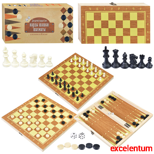 Игра 3 в 1 "Шахматы, нарды, шашки" Игра 3 в 1 "Шахматы, нарды, шашки"