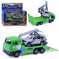 Машина металл KAMAZ Эвакуатор 12 см, (дв., подв. дет., инер.+машина 7,5 см,) в коробке