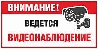 Табличка ВНИМАНИЕ! ВЕДЕТСЯ ВИДЕОНАБЛЮДЕНИЕ (Горизонтальный), 0,3*0,15м