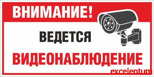 Табличка ВНИМАНИЕ! ВЕДЕТСЯ ВИДЕОНАБЛЮДЕНИЕ (Горизонтальный), 0,3*0,15м
