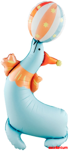 Шар 3D (43''/109 см) Фигура, Цирк, Веселый тюлень, 1 шт. в уп.