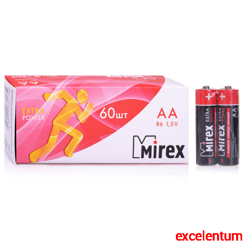 Батарея солевая Mirex R6 / AA 1,5V, упаковка 60 шт., (2) Батарея солевая Mirex R6 / AA 1,5V, упаковка 60 шт., (2)