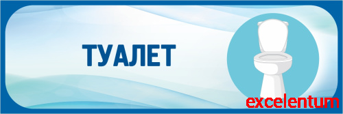 Табличка в голубой рамке ТУАЛЕТ, 0,3*0,1м