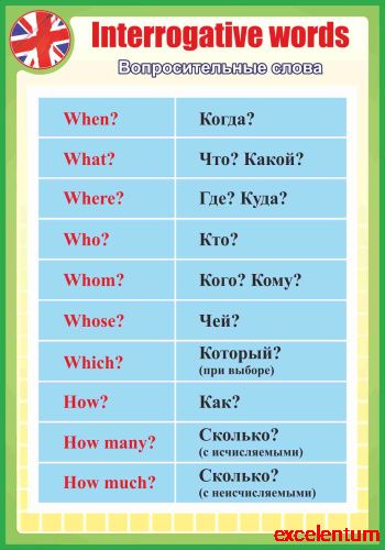 Стенд для школы INTERROGATIVE WORDS - ВОПРОСИТЕЛЬНЫЕ СЛОВА, 0,7*1м Стенд для школы INTERROGATIVE WORDS - ВОПРОСИТЕЛЬНЫЕ СЛОВА, 0,7*1м