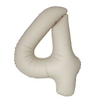 Шар (40''/102 см) Цифра, 4 Slim, Кремовый Латте, Матовый, 1 шт. в уп.