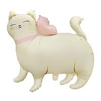 Шар (27''/69 см) Фигура, Кошечка с бантом, Сатин, 1 шт. в уп.