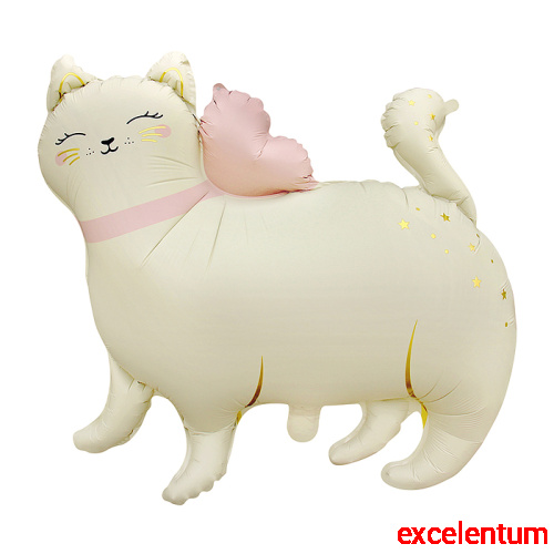 Шар (27''/69 см) Фигура, Кошечка с бантом, Сатин, 1 шт. в уп.
