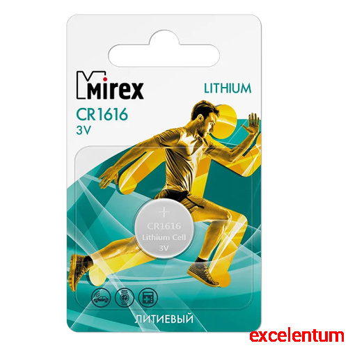Батарея литиевая Mirex CR1616-E1 3V 1 шт. ecopack Батарея литиевая Mirex CR1616-E1 3V 1 шт. ecopack