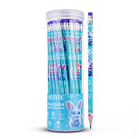 Карандаш чернографитный "deVENTE. Triolino Little Rabbit" HB, диаметр грифеля 2 мм, трёхгранный, с ластиком, заточенный, индивидуальная маркировка, в пластиковой тубе