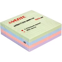 Клейкая бумага для заметок 76x76 мм, 252 листа, офсет 75 г/м², 4 пастельных цвета в клетку