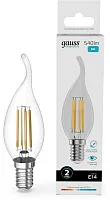 Лампа филам. Gauss Filament 8Вт цок.:E14 свеча 220B св.свеч.бел.нейт. (упак.:10шт) (42128)