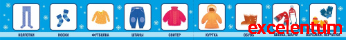 Обучающий стенд для детского сада АЛГОРИТМ ОДЕВАНИЯ ЗИМОЙ, 1,7*0,2м