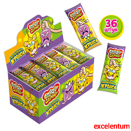 Мармелад "Crazy gummy. Мармеладная крыса" 15гр*36шт Мармелад "Crazy gummy. Мармеладная крыса" 15гр*36шт