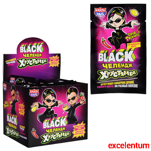 Хрустящее сахарное драже "Хрустямба. Black Челендж" 10г*30шт Хрустящее сахарное драже "Хрустямба. Black Челендж" 10г*30шт