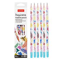 Набор карандашей чернографитн. "Tropicana- Ассорти "HB" круглый корпус 6шт. с ластиком заточен. в картонной коробке