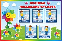 Обучающий стенд для детского сада ПРАВИЛА ПОСЕЩЕНИЯ ТУАЛЕТА, 0,6*0,4м