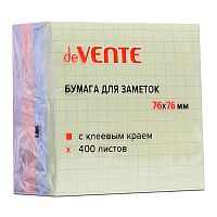 Клейкая бумага для заметок 76x76 мм, 400 листов, офсет 75 г/м², 4 пастельных цвета в клетку