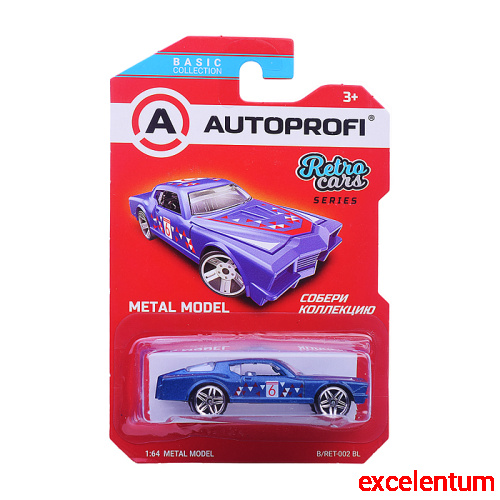 Машинка коллекционная 1:64, Серия Retro Cars, синий