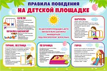 Обучающий стенд для детского сада ПРАВИЛА ПОВЕДЕНИЯ НА ДЕТСКОЙ ПЛОЩАДКЕ, 0,9*0,6м