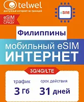 Карта eSIM Telwel Travel пакет Филиппины 5Гб 31 день
