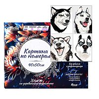 Картина по номерам 40х50 "Мемчики. Хаски-шутник" (11 цветов)