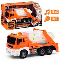 Машина "Мусоровоз" 1:16 (свет, звук) цвет оранжевый, в коробке