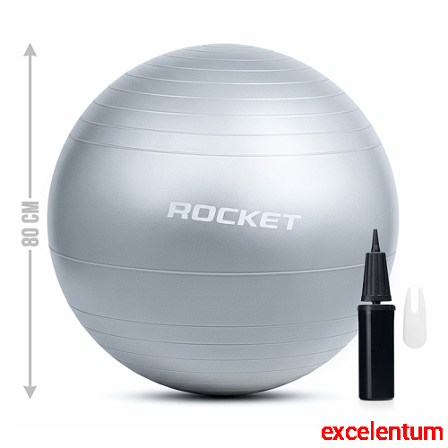 Фитбол 80см ROCKET Антивзрыв, цвет серый (80-85см 1300г)
