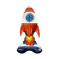 Шар 3D (35''/89 см) Фигура на подставке, Ракета, 1 шт. в уп.