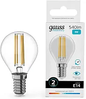 Лампа филам. Gauss Filament 8Вт цок.:E14 шар 220B св.свеч.бел.нейт. (упак.:10шт) (52128)