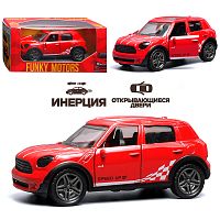 Красная с белым рисунком инерционная машинка die-cast , 1:32