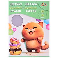 Картон цветной А4 10л. 10 цв. + цветная бумага 10л. 10цв. волшебный "Рыжий и довольный"