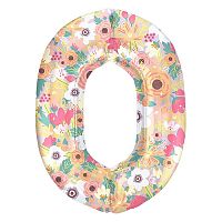 Шар (34''/86 см) Цифра, 0 Цветочный вальс, 1 шт. в уп.